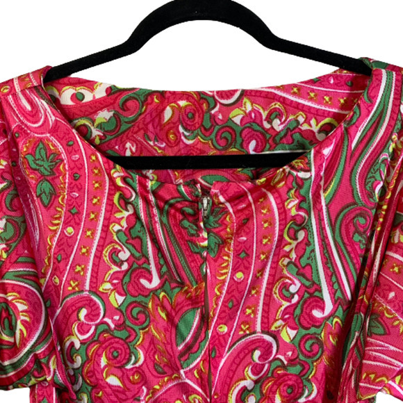 ROBERT ROSENFELD Vintage Red & Green Paisley Maxi Dress - Picture 11 of 16